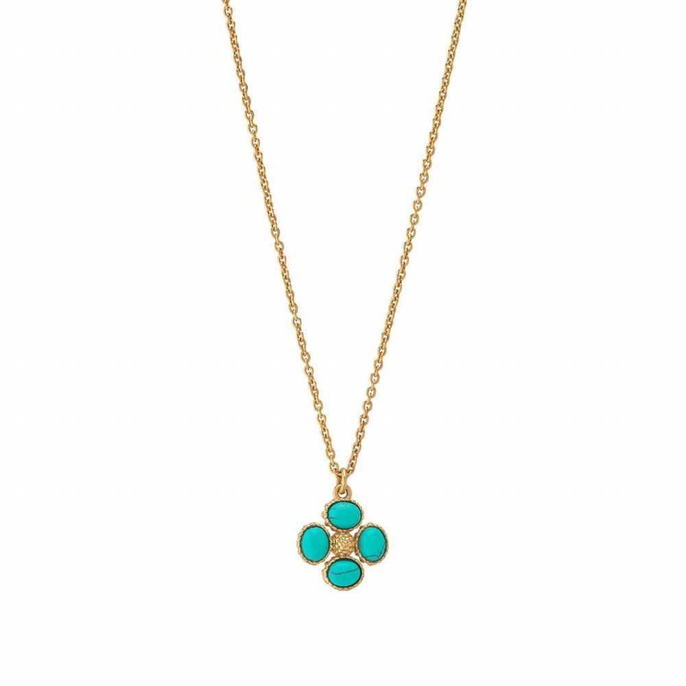 NEW CAPUCINE DE WULF women's berry clover double sided charm necklace in turquoi